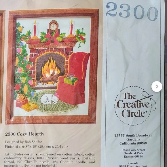 VTG The Creative Circle Cozy Hearth Crewel Embroidery Kit #2300 Sealed (1985) - Picture 5 of 5
